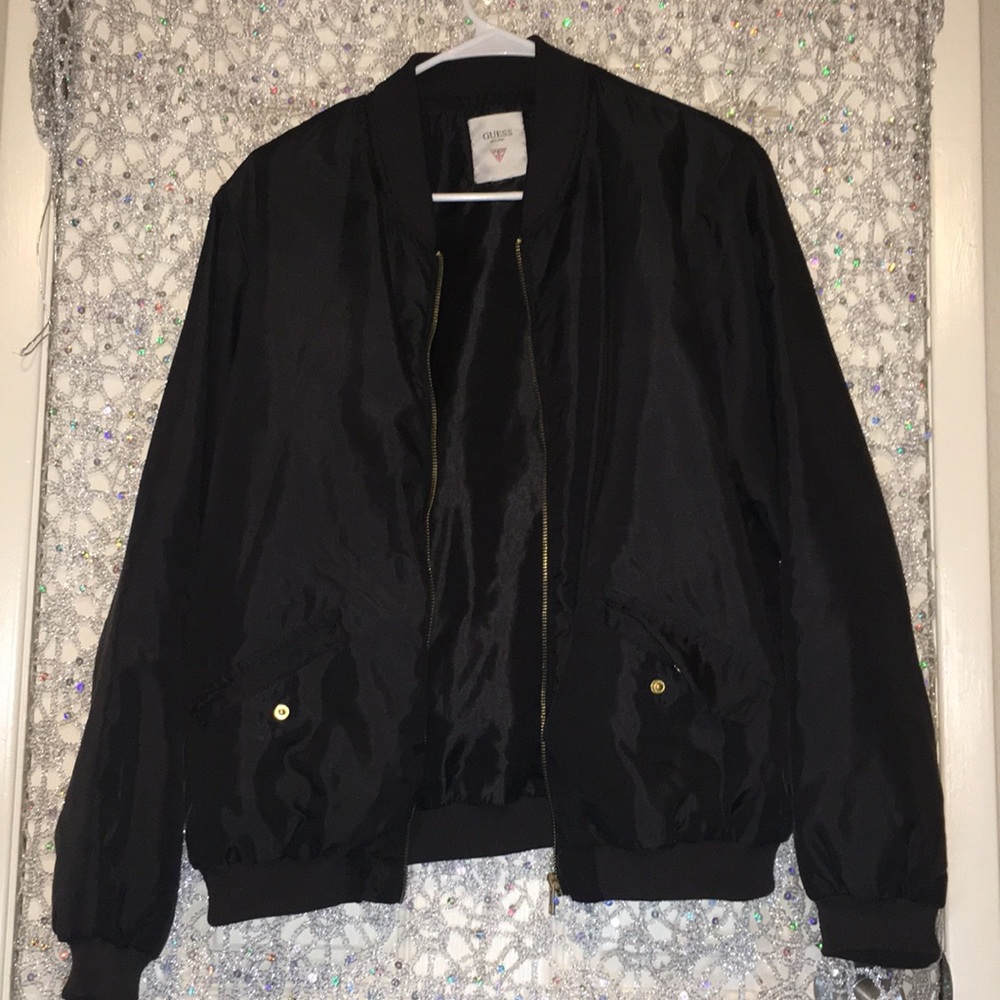 Black Guess Bomber Jacket